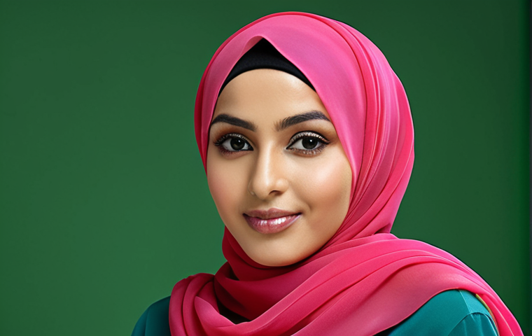 **A woman wearing a scarf hijab in a vibrant color. The hijab is made of chiffon fabric and is styled elegantly for a party. The background is festive and celebratory.**