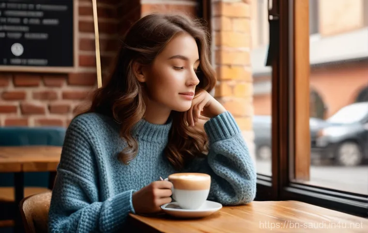 사우디아라비아 역사상 주요 외교 사건 - **Prompt 1:** A cozy, sun-drenched cafe interior on a autumn afternoon. A young woman with long, wav...