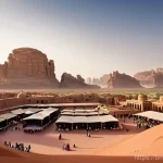 사우디아라비아와 UAE의 차이점 - **Saudi Arabian Heritage Meets Modern Ambition:** A panoramic view of an ancient Al-Ula-like landsca...