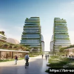 네옴 프로젝트의 미래 도시 계획 - **Prompt for The Line:**
"A futuristic, ultra-modern linear city named 'The Line' in NEOM, stret...